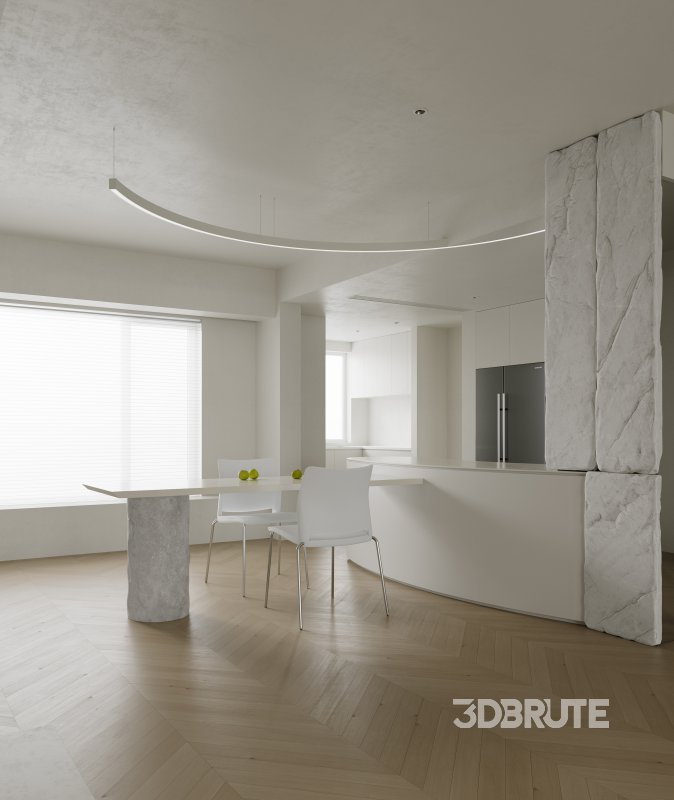 Modern living room and dining room interior scene Image 2