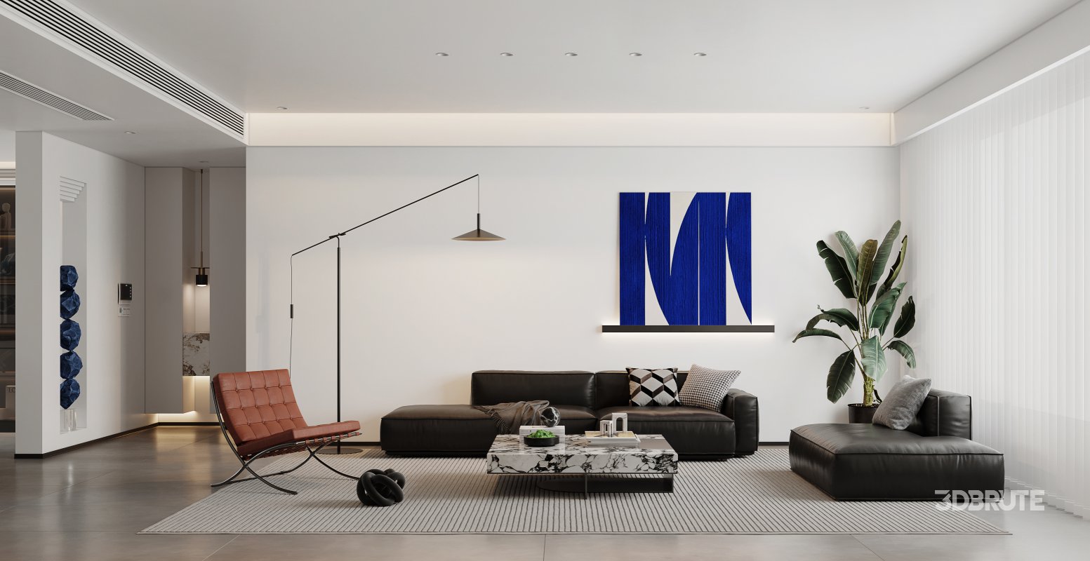 Modern living room and dining room interior scene Image 3