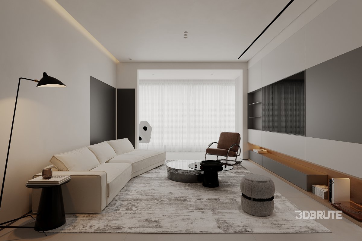 Modern living room and dining room interior scene Image 3