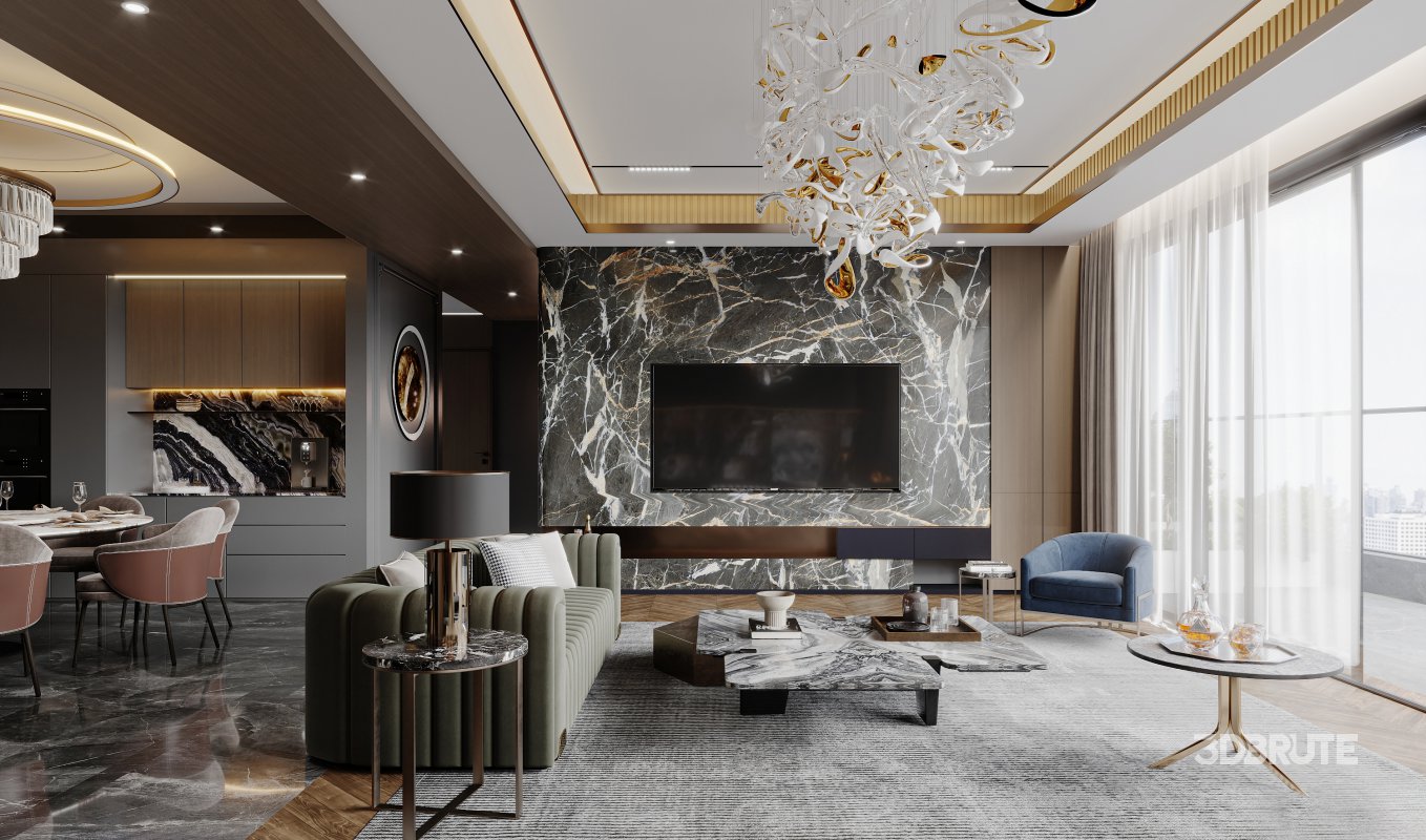 Luxurious living room and dining room Image 4