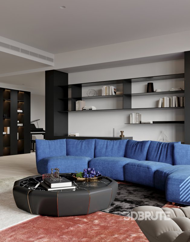 Modern living room and dining room interior scene Image 3