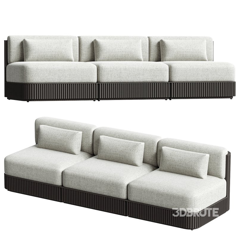 Beaumont Outdoor Teak Three Piece Modular Sofa Image 2