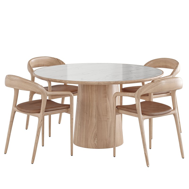 Amare Dining Armchair and Skye Round Dining Table-fourhands Image 1