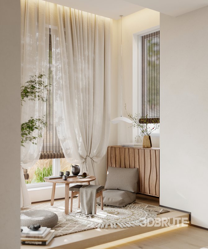 Modern living room and dining room interior scene Image 4