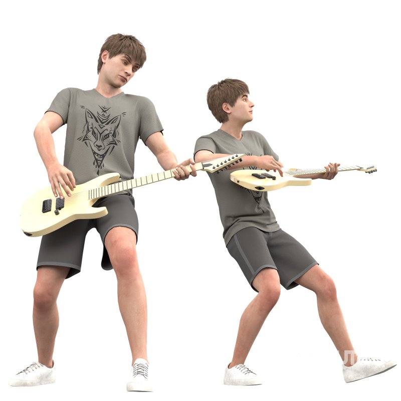 Boy Guitarist 03 Poses Image 3