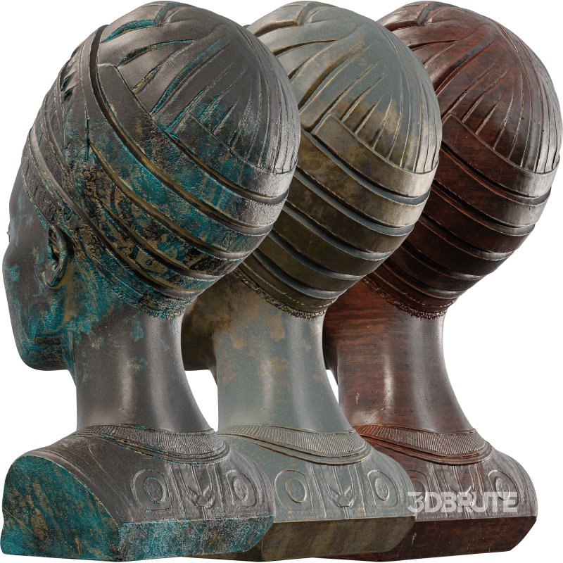 Regal African Queen Bust Sculpture Intricate Image 4