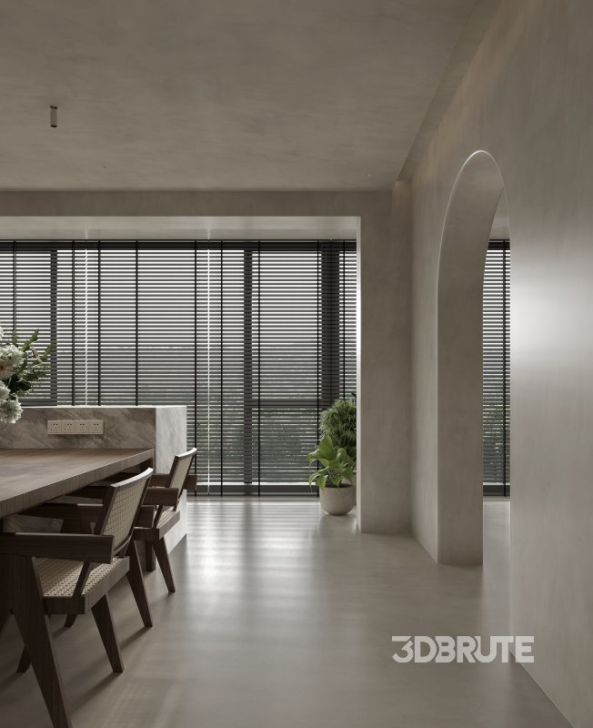 Modern living room and dining room interior scene Image 10
