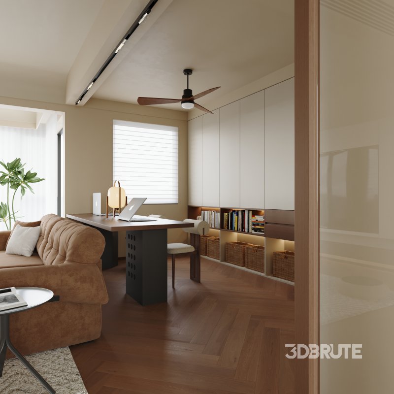 Modern living room and dining room interior scene Image 10