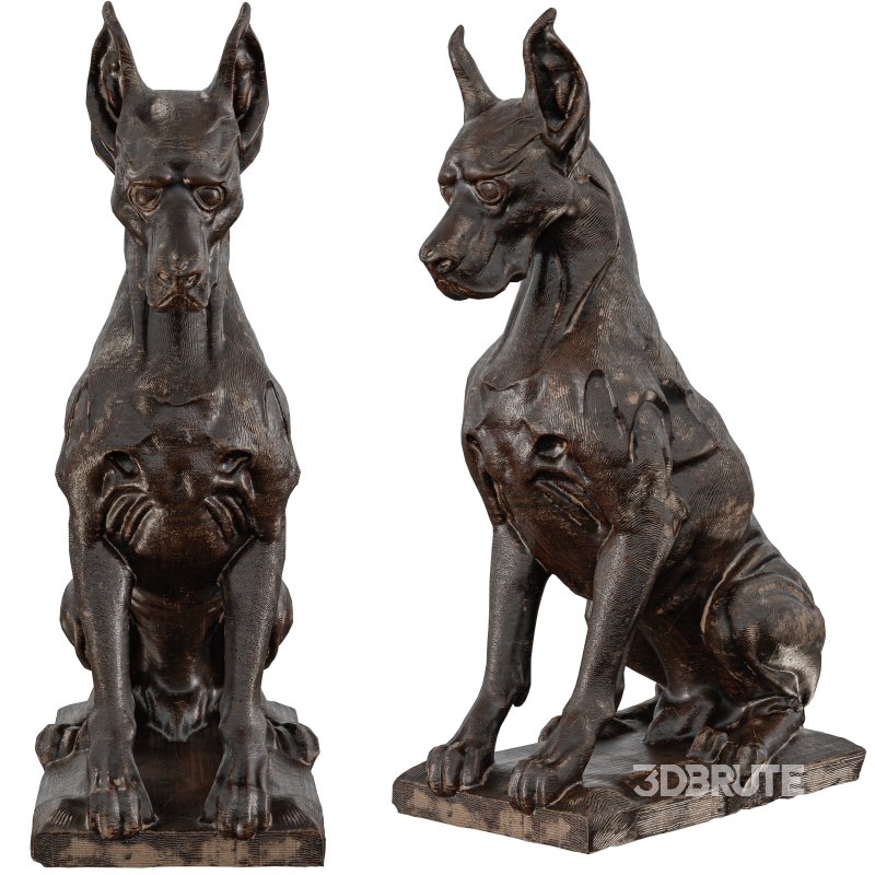wooden dog Statue 01 Image 7
