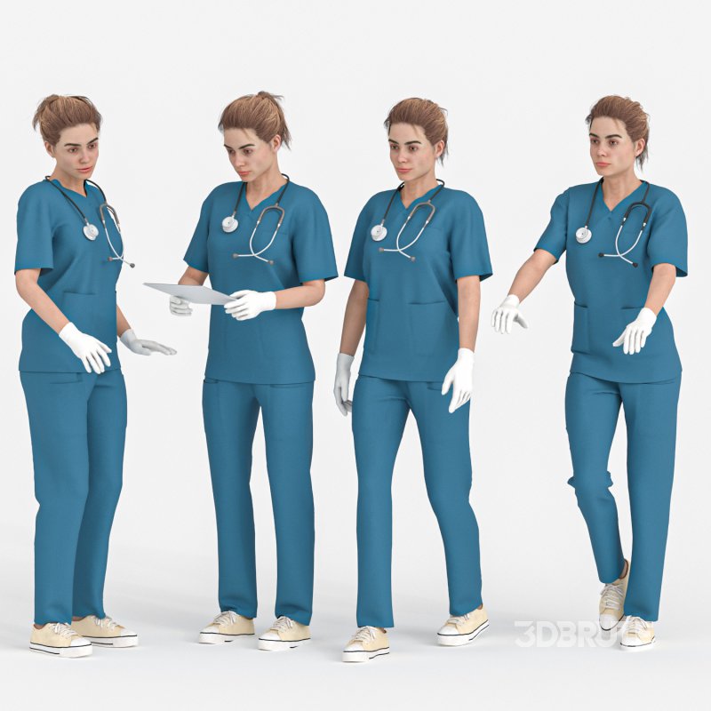 Nurse Woman in 04 Poses Image 1