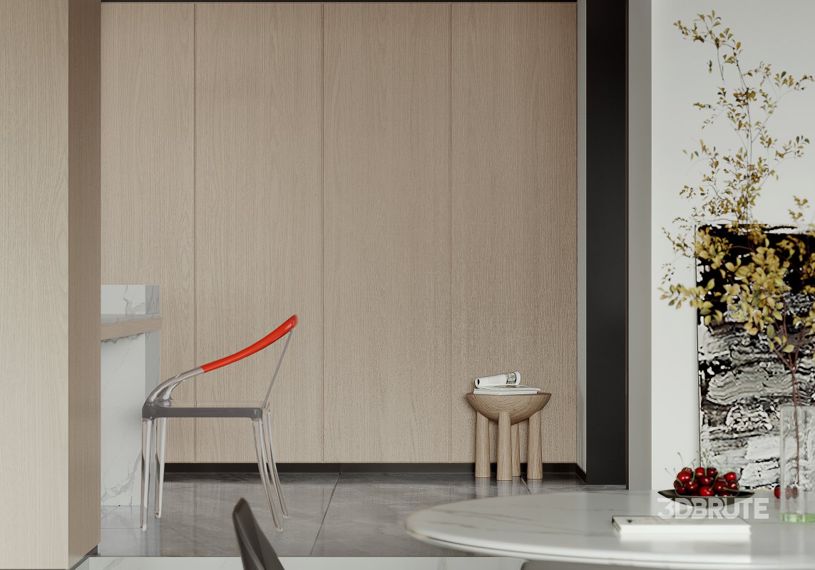 Modern living room and dining room interior scene Image 2