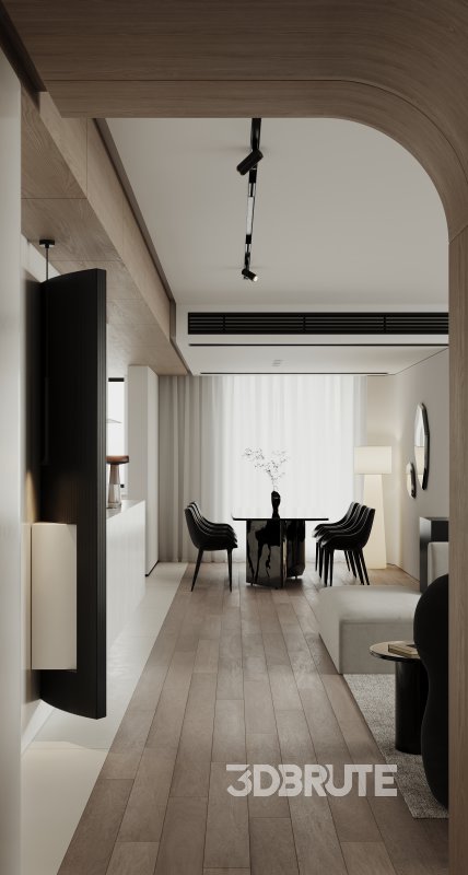 Modern living room and dining room interior scene Image 7