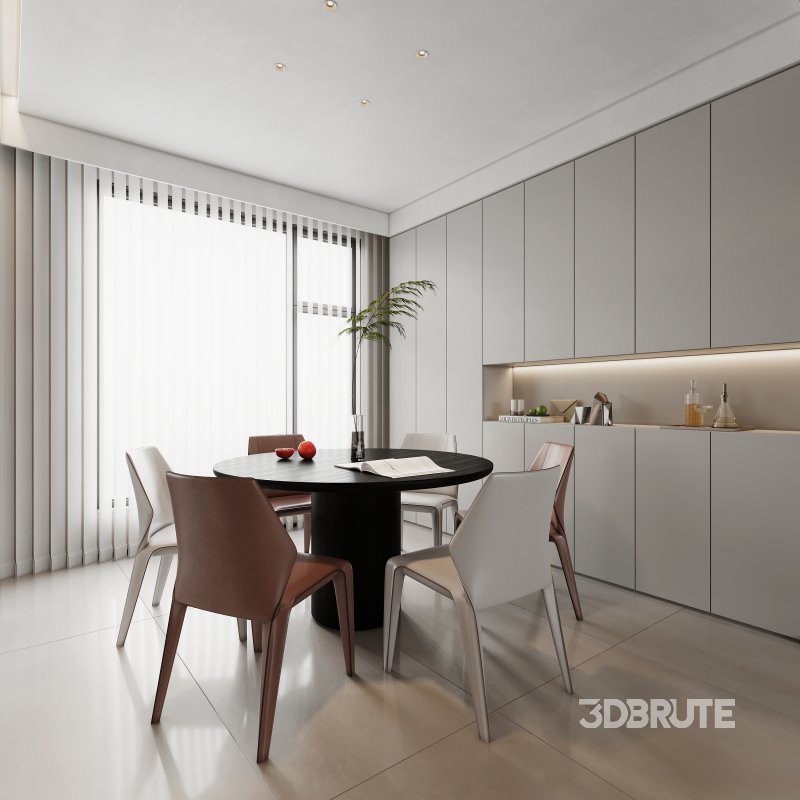 Modern living room and dining room interior scene Image 3