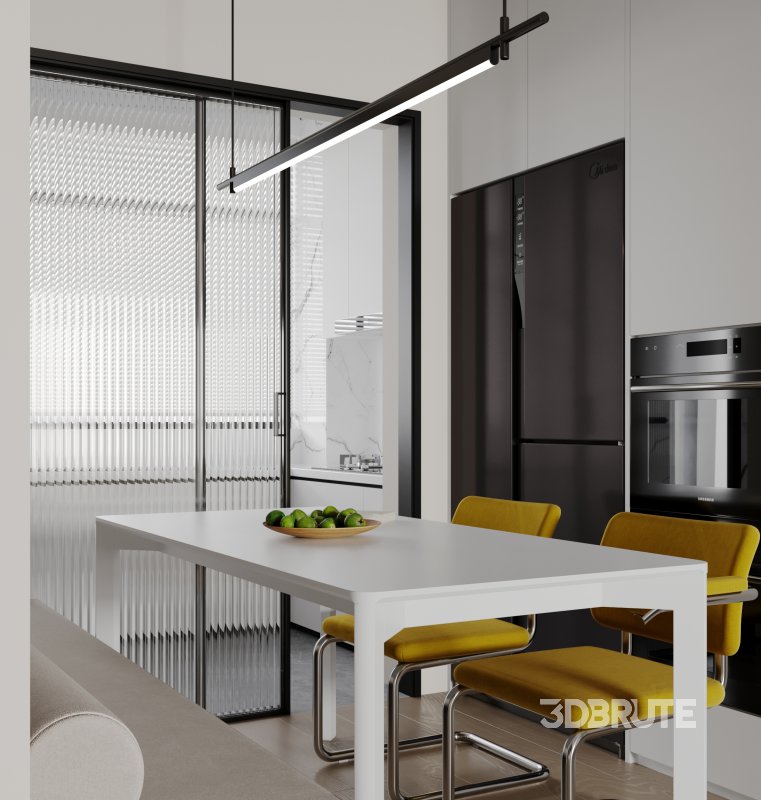 Modern living room and dining room interior scene Image 6