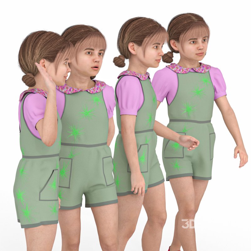 Casual Kid Girl 04 Poses Image 2