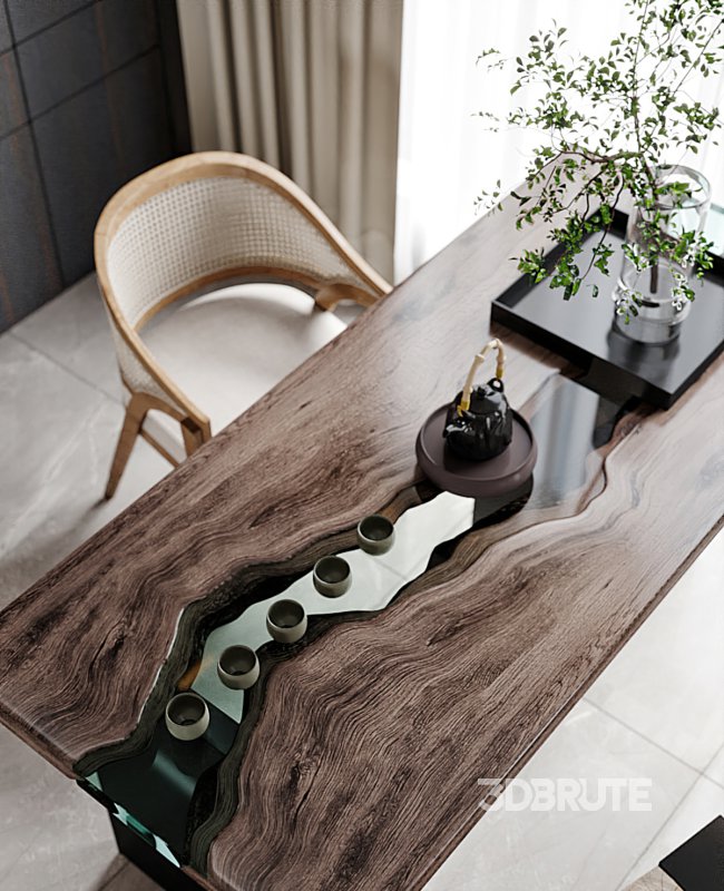 Modern living room and dining room interior scene Image 2