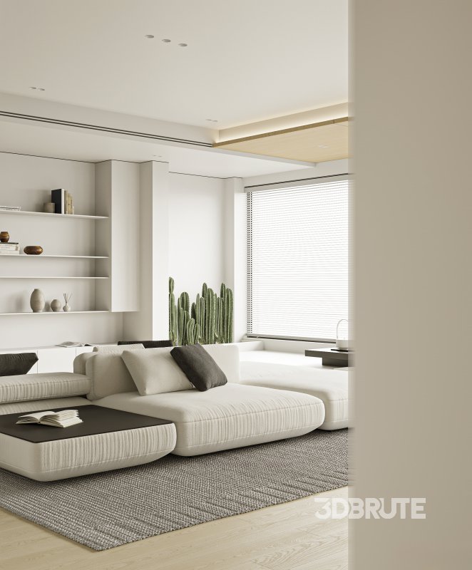 Modern living room and dining room interior scene Image 5
