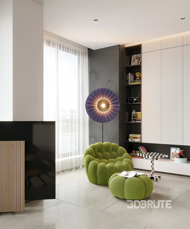 Modern living room and dining room interior scene Image 4