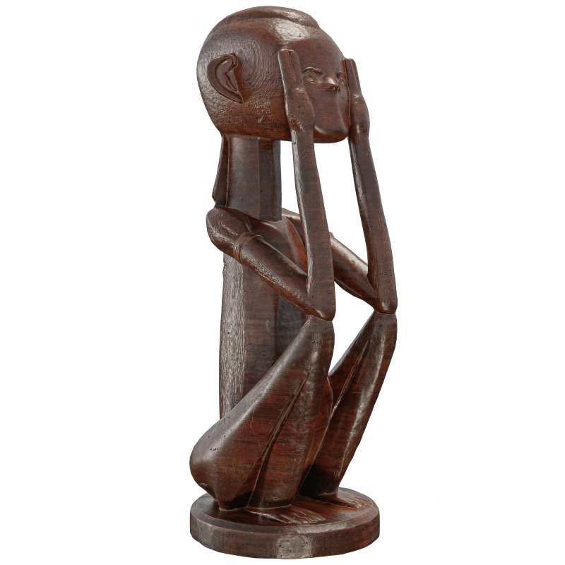 Traditional African Seated Figure Sculpture Image 6