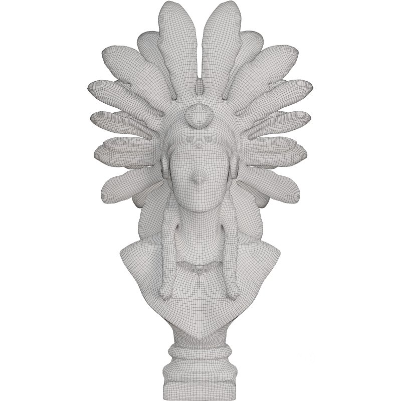 Artistic Bust with Feathered Headdress Statue Image 4
