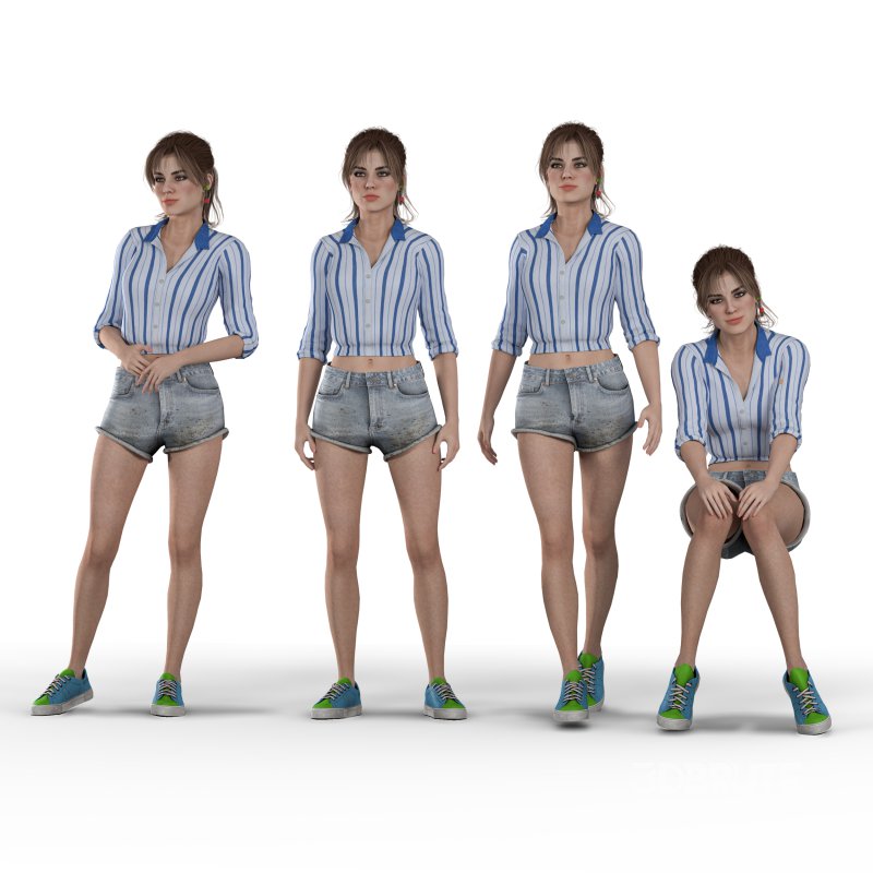 Casual Woman 4 Poses_01 Image 3