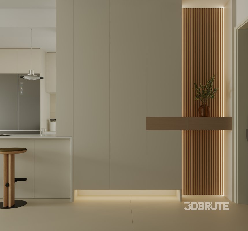 Modern living room and dining room kitchen interior scene Image 6