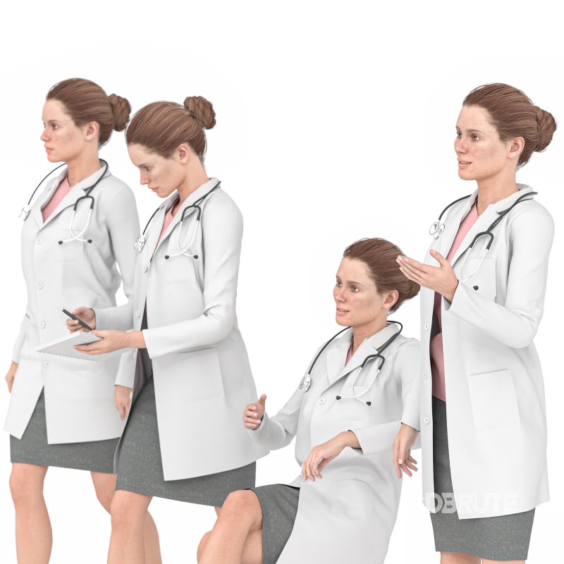 Woman Doctor in 04 Poses Image 1