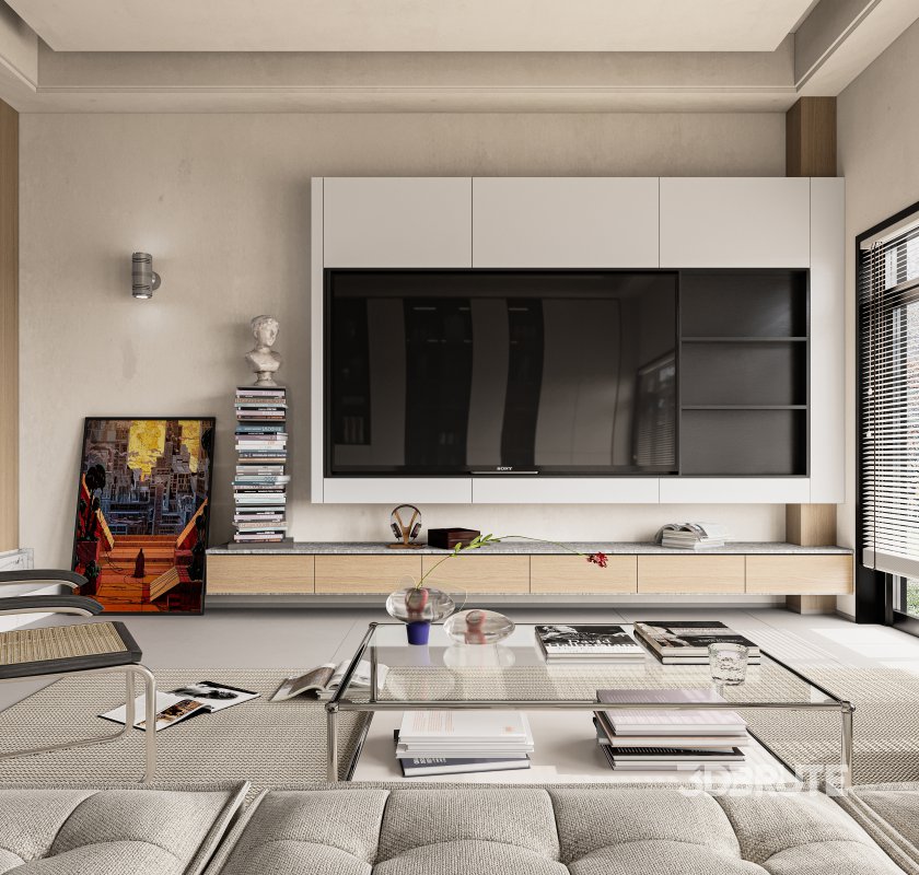 Modern living room and dining room interior scene Image 6