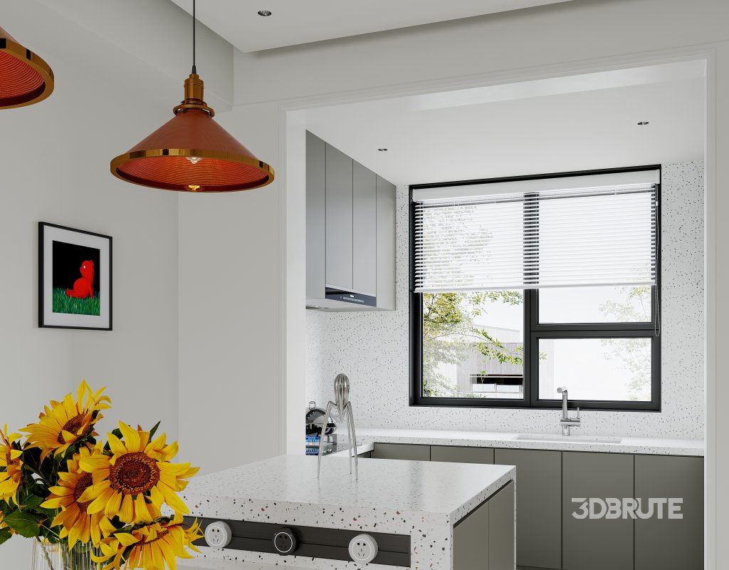 Modern living room and dining room interior scene Image 13