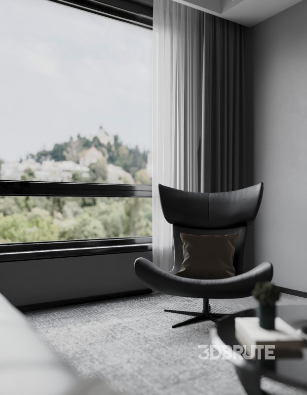 Modern living room and dining room interior scene Image 6