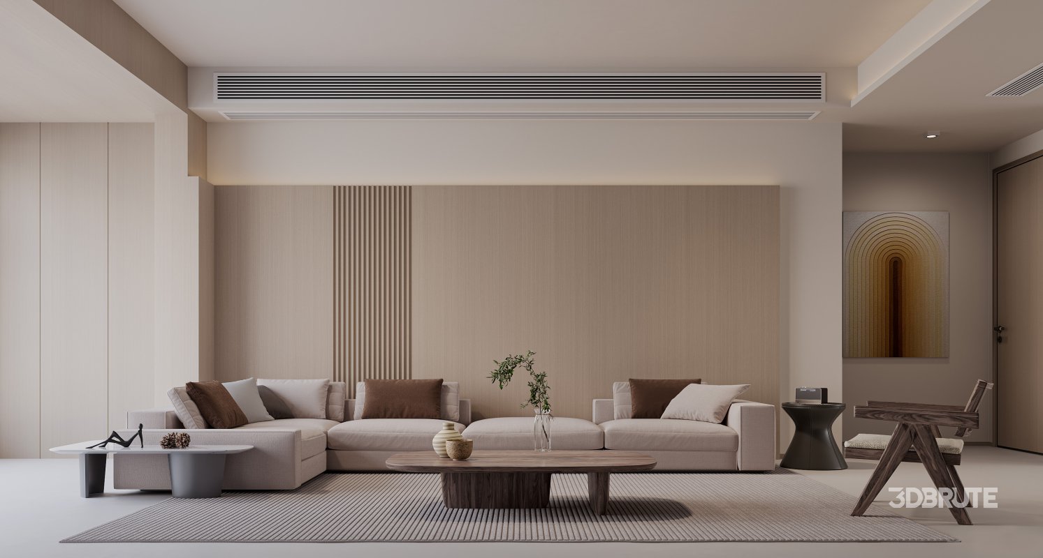 Modern living room and dining room interior scene Image 2