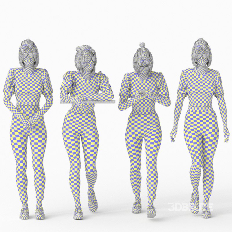 Casual Woman with Blue Jeans 04 Poses Image 4