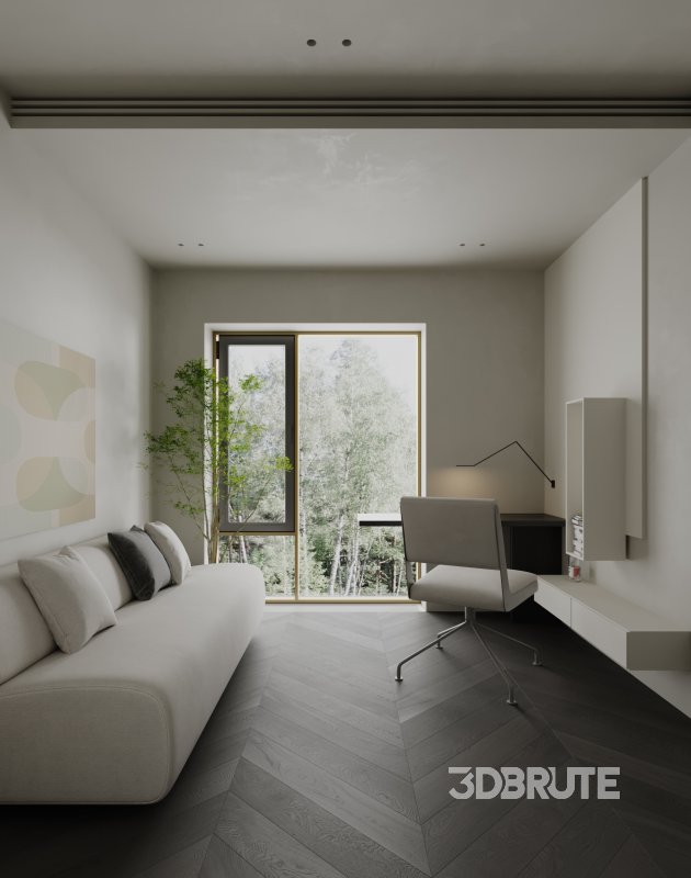 Modern living room and dining room interior scene Image 4