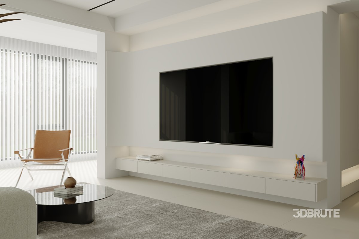 Modern living room and dining room kitchen interior scene Image 4