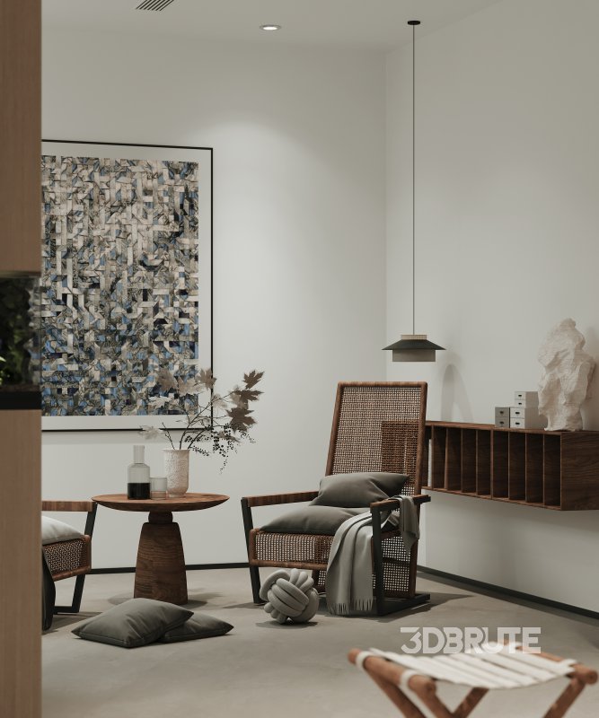 Modern living room and dining room interior scene Image 2
