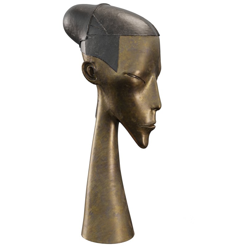 Modern Elongated Head Bronze Sculpture Image 1
