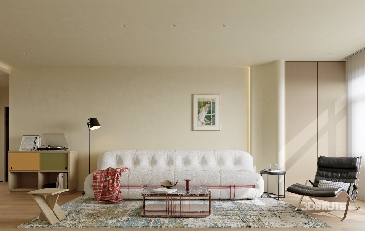 Modern living room and dining room interior scene Image 5