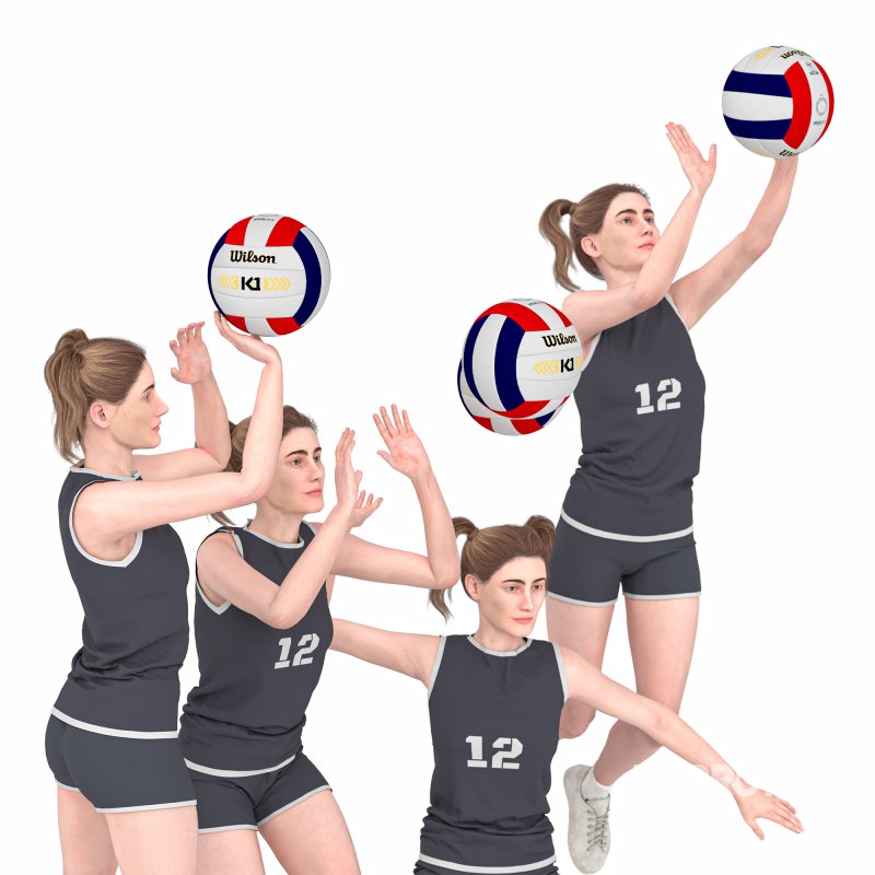 Vollyball Woman in 04 Poses Image 4