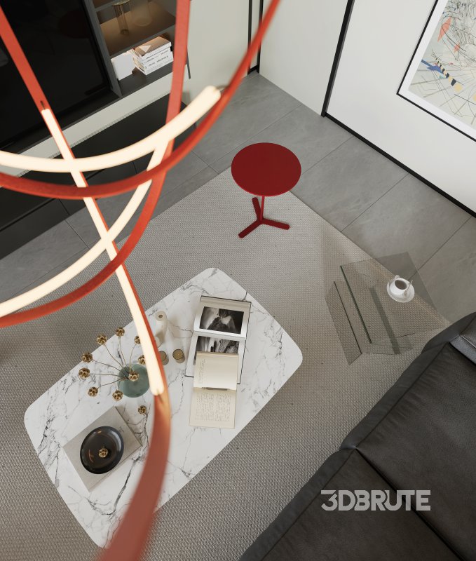 Modern living room and dining room interior scene Image 6