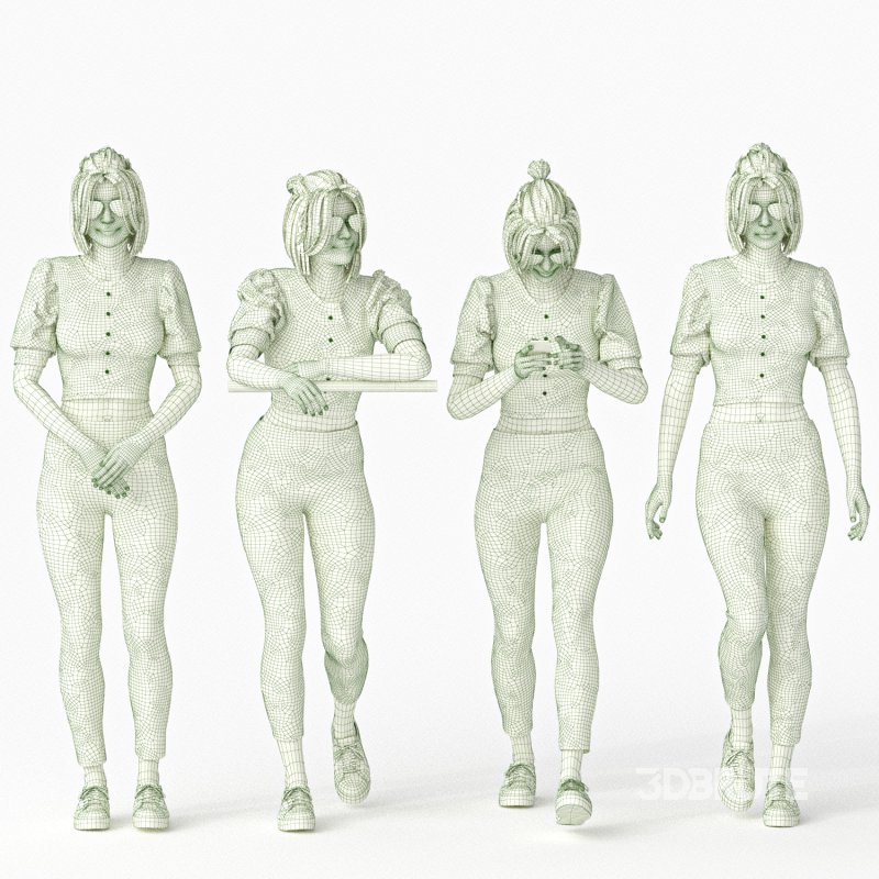 Casual Woman with Blue Jeans 04 Poses Image 5