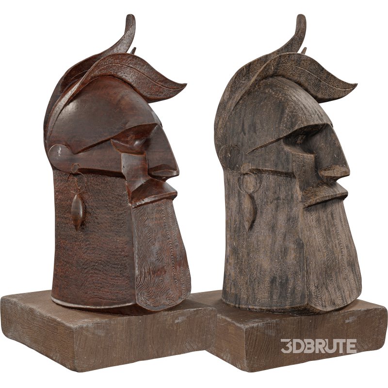 Wooden Viking Warrior Bust Mythical Image 3