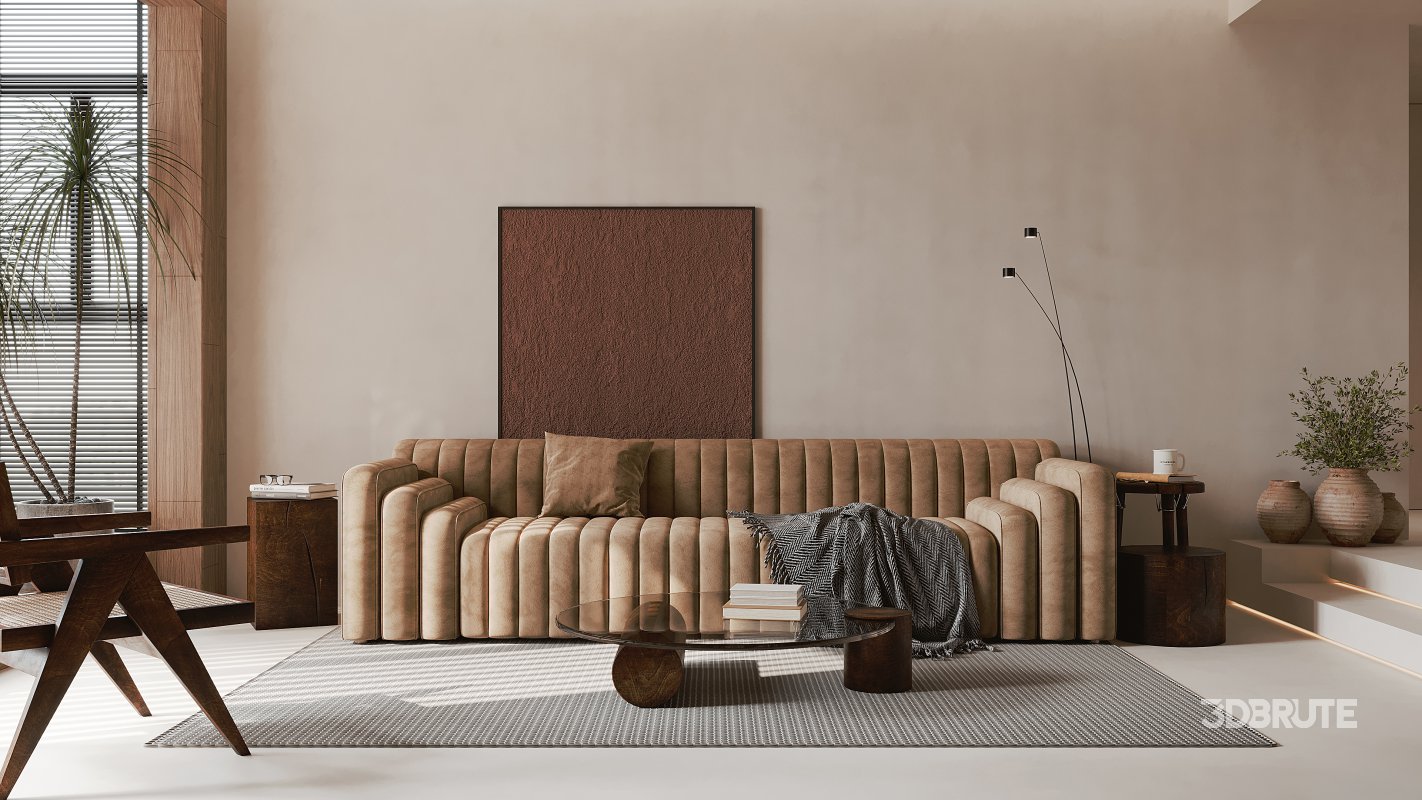 Modern living room and dining room interior scene Image 4