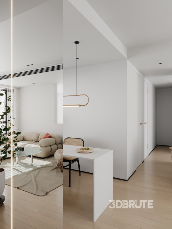 Modern living room and dining room interior scene Image 7