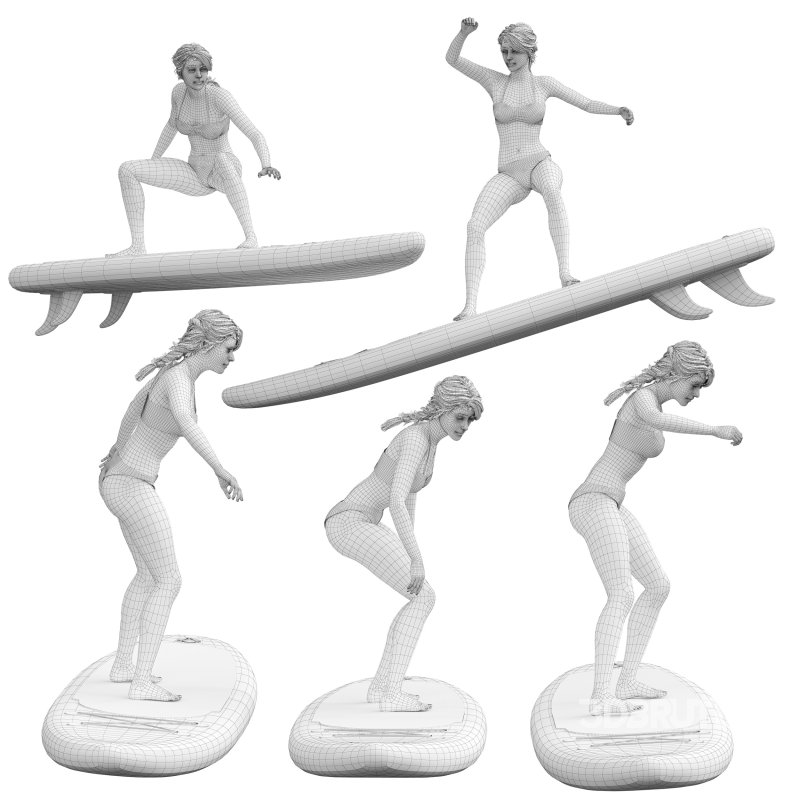 Woman with Paddle Board 05 Poses Image 5