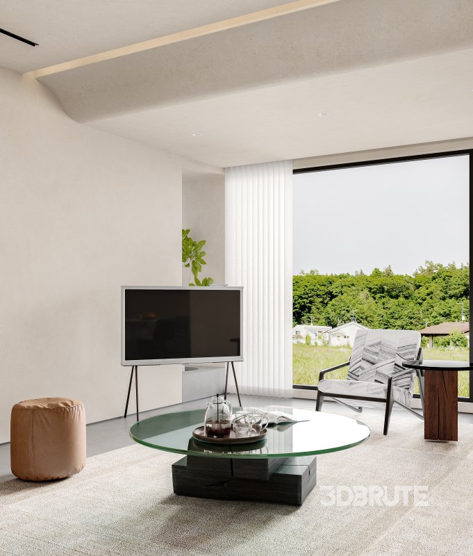 Modern living room and dining room interior scene Image 17