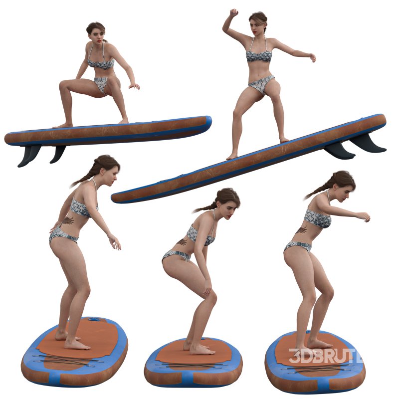 Woman with Paddle Board 05 Poses Image 3