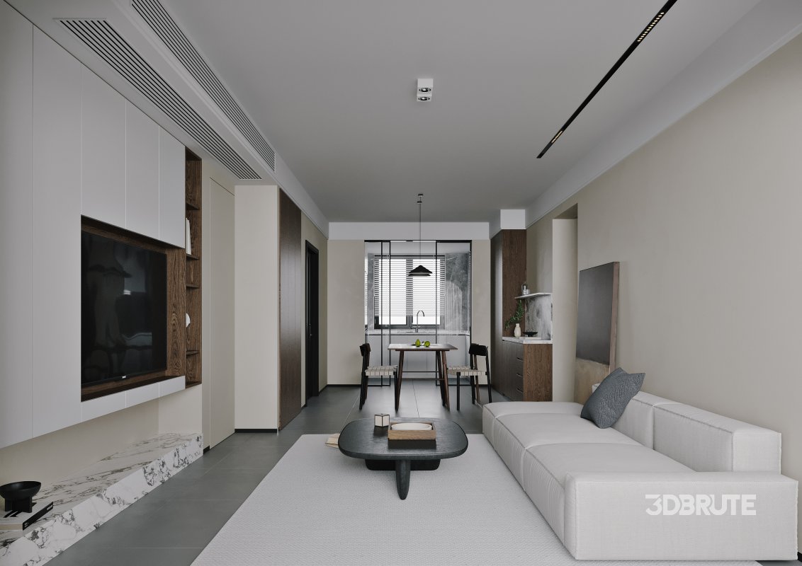 Modern living room and dining room interior scene Image 6