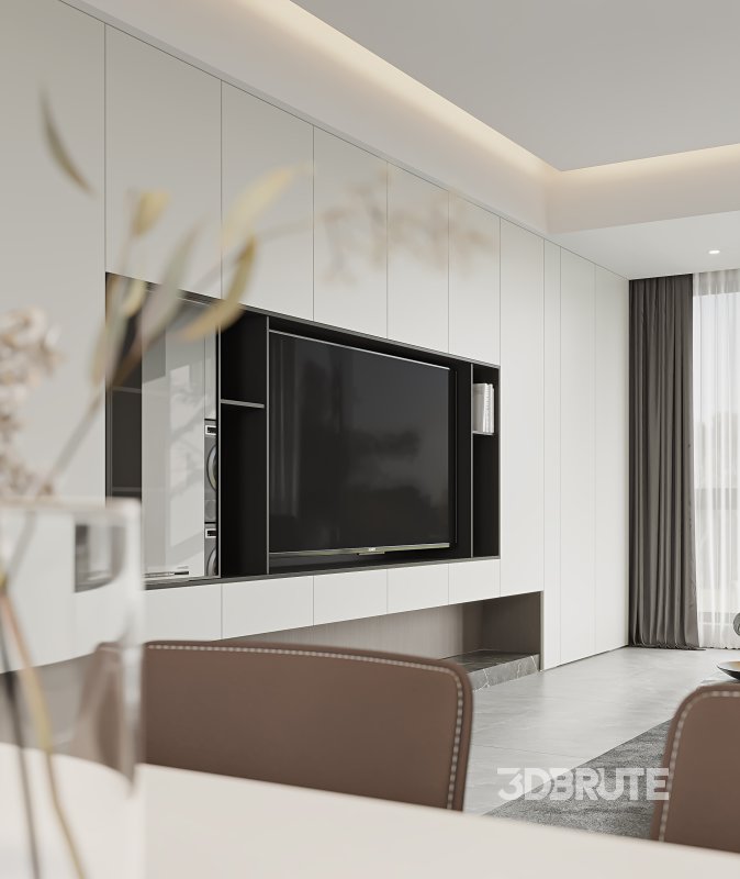 Modern living room and dining room interior scene Image 5