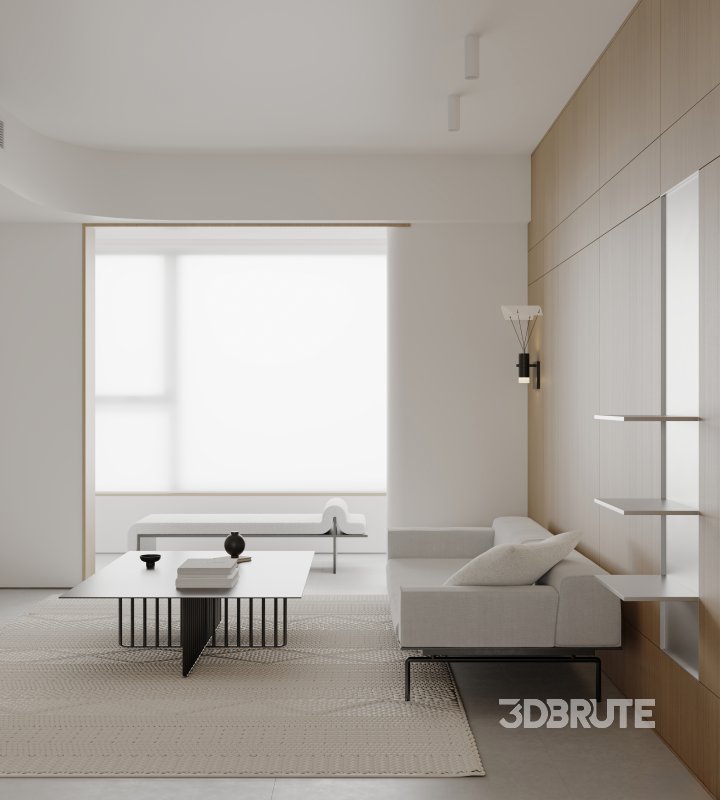 Modern living room and dining room interior scene Image 3