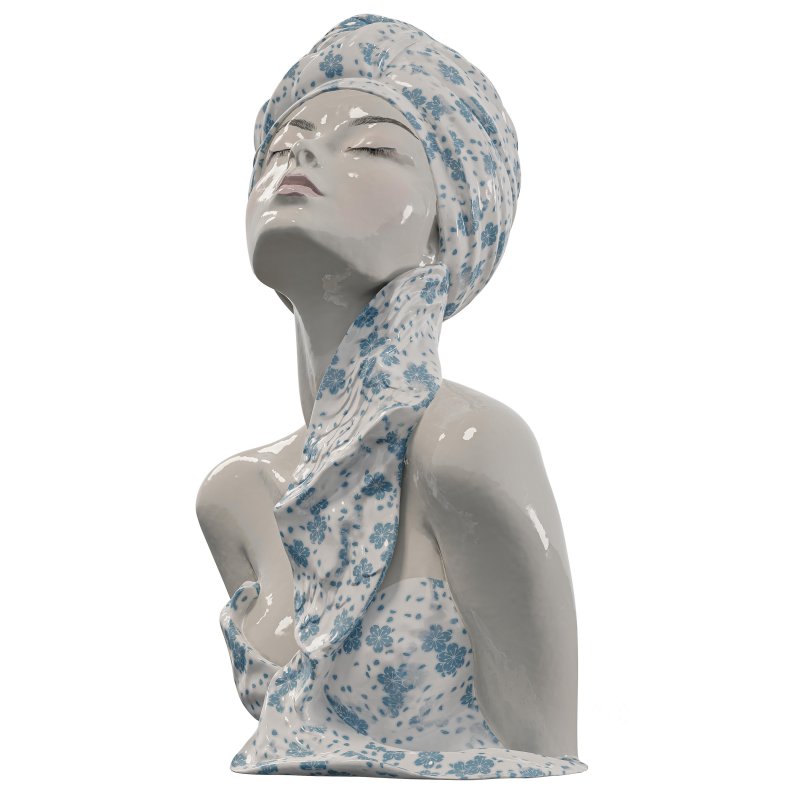 Porcelain Ceramic Floral Bust Sculpture Image 4